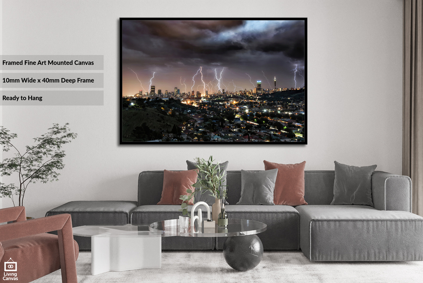 Insane Lightning Over Johannesburg Decorative Wall Art Canvas Print