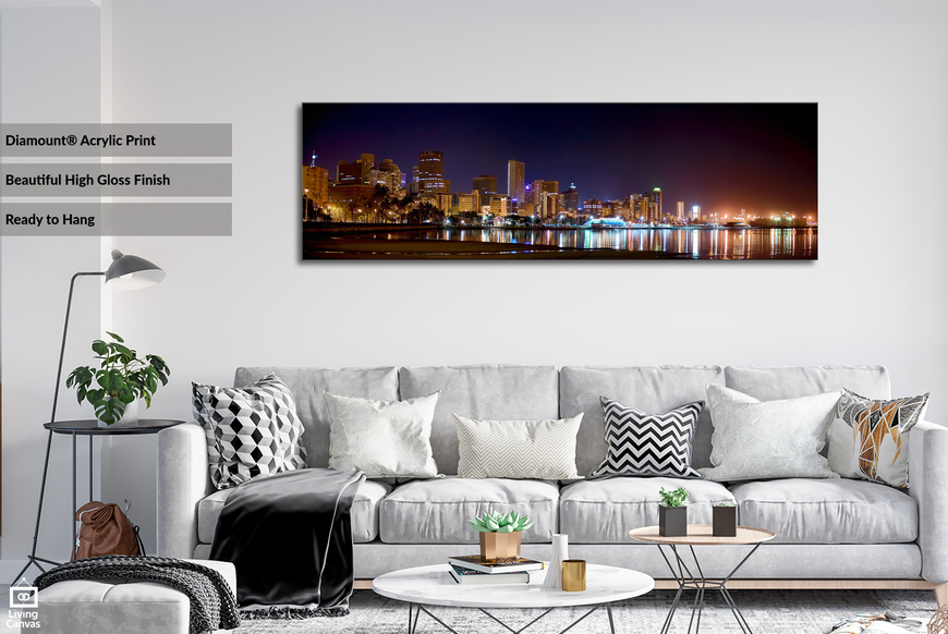 Durban City Skyline Panorama • Framed & Mounted Canvas Wall Art