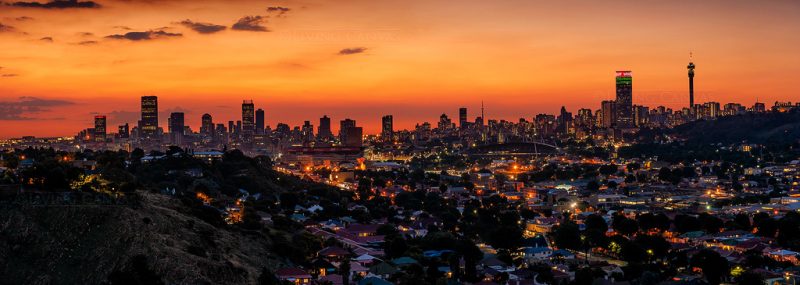 Johannesburg At Dusk City Skyline Acrylic Wall Art Print