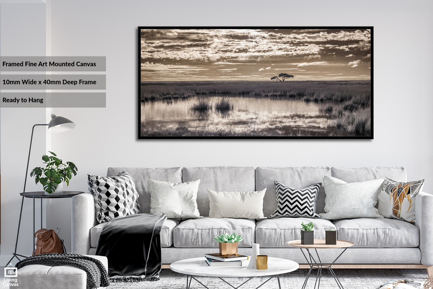 African Landscape of Etosha | Monochrome Nature Wall Art Prints