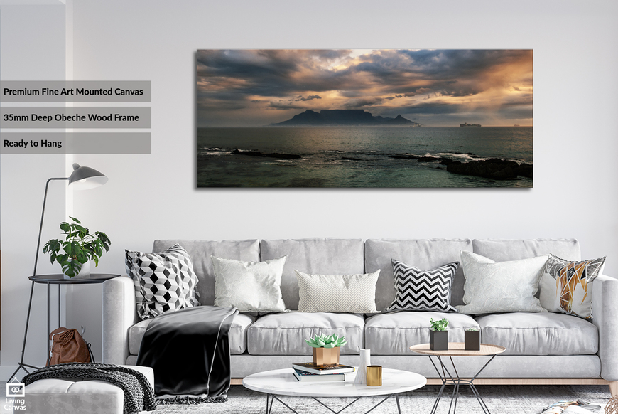 Table Mountain Cape Town Panoramic • Framed & Mounted Canvas Wall Art
