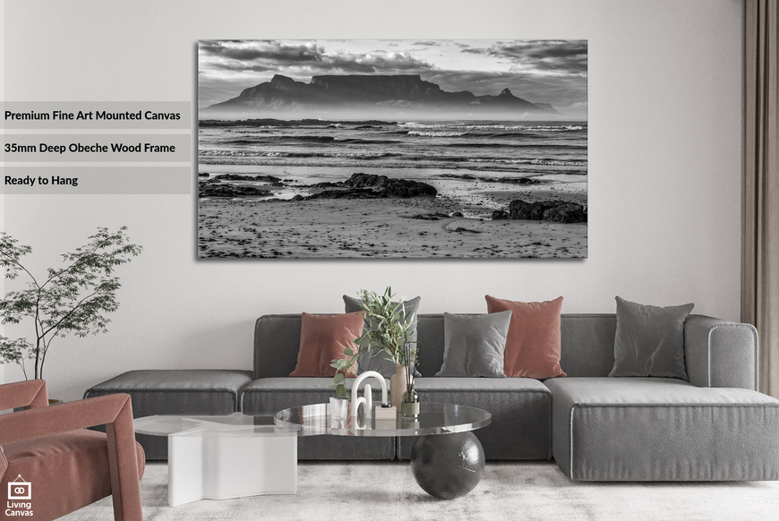 Table Mountain through the mist • Cape Town Canvas Wall Art
