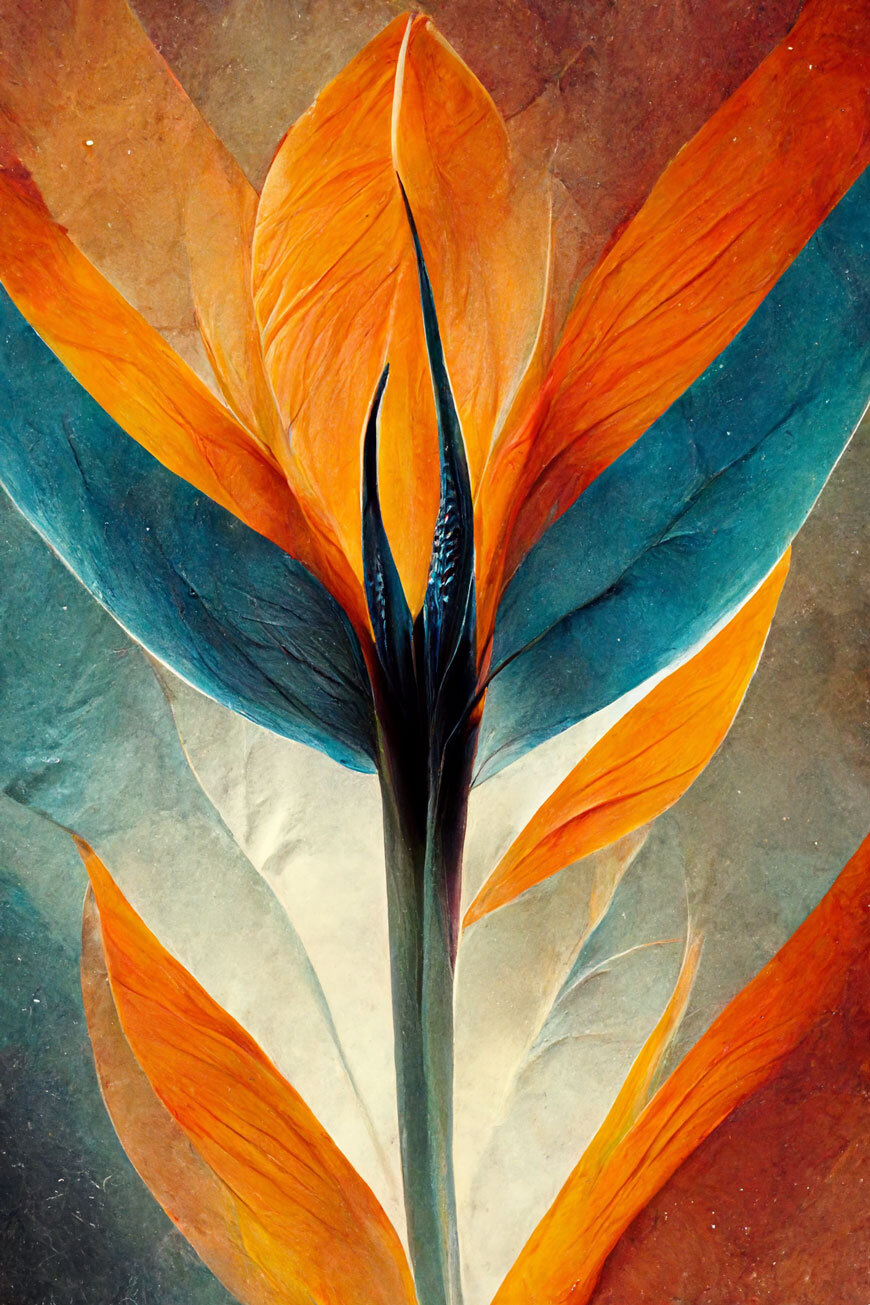 Strelitzia Abstract • Wall Art • Mounted Canvas & Framed