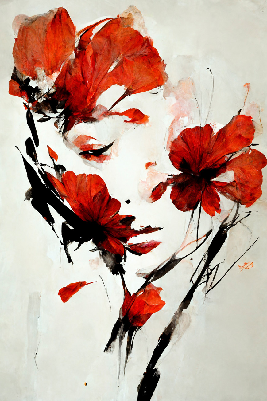 Lady in Red • Wall Art • Mounted Canvas & Framed Fine Art