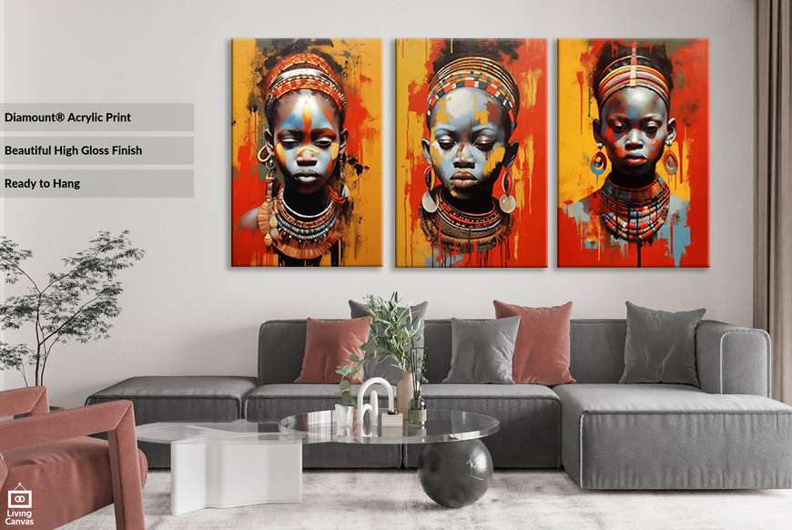 Faces of Africa Art Set • Framed Canvas Wall Art