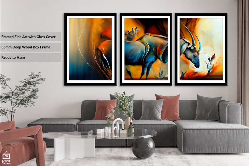レア/SKOLOCT/CANVAS/ART/2 Abstract Africa • Wall Art South Africa • Triptych Canvas
