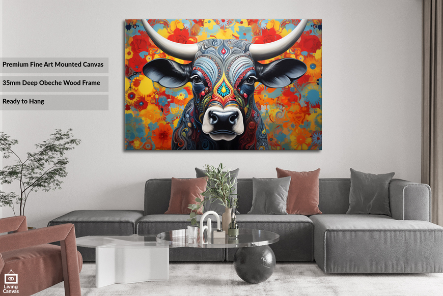 Zen Nguni • Colourful Nguni Cow Canvas Wall Art Posters