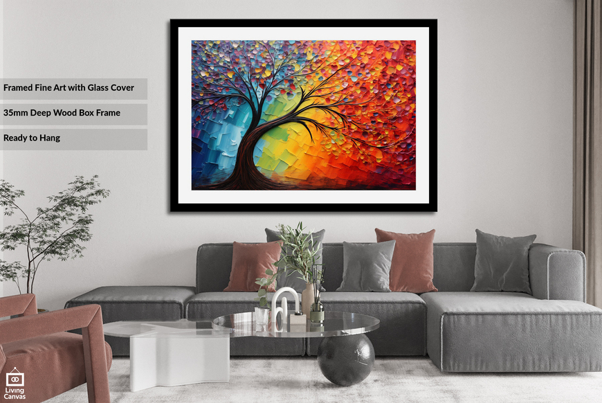 Colourful Abstract Tree • Living Room Decor Canvas Wall Art