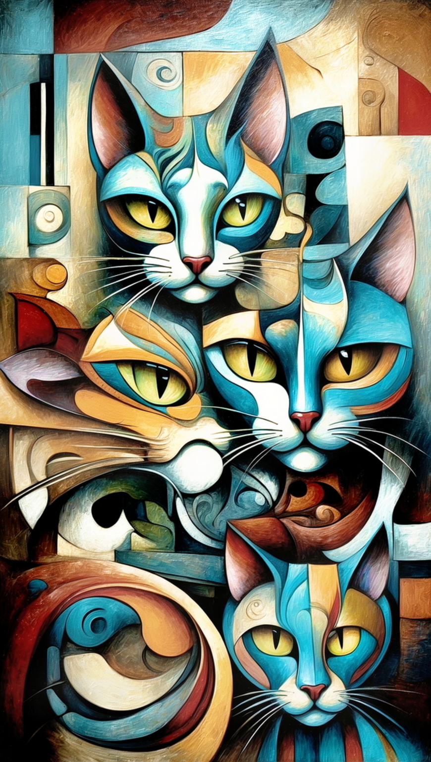 Abstract Cats • Cubist Style Exclusive Abstract Wall Arts